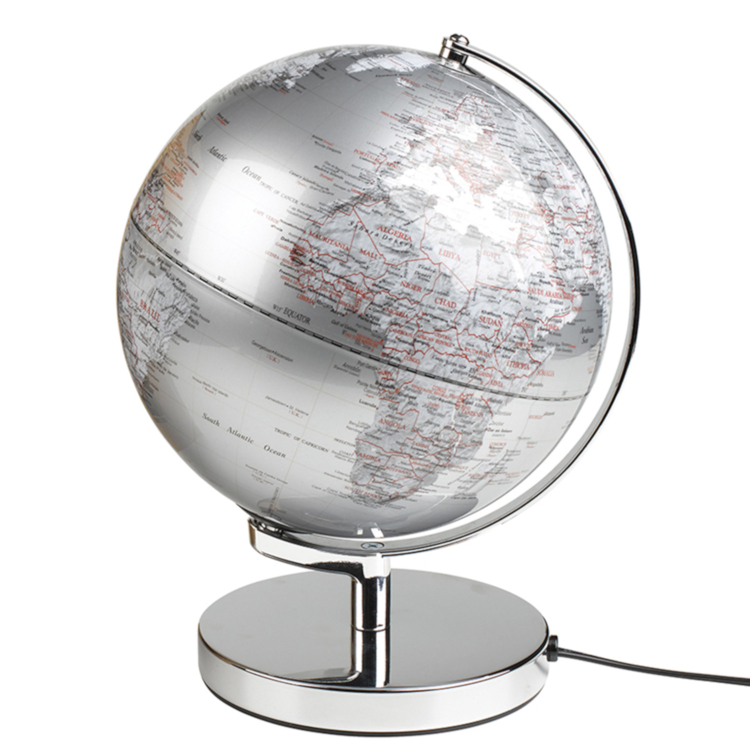 Globus podświetlany “Silver” – 25cm GENTLEMEN'S HARDWARE – Oryginalne prezenty premium – niezbędniki, globusy, notatniki